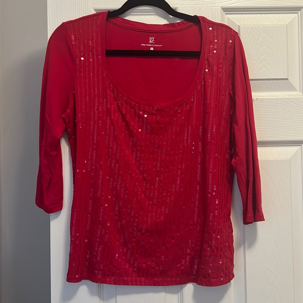 Cotton and sequence red top.